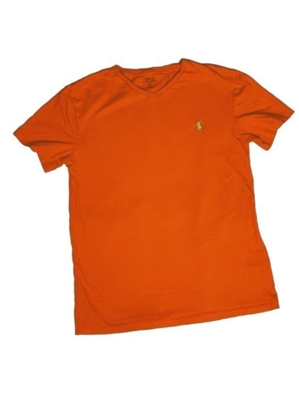 Polo Ralph Lauren Orange V-Neck T-Shirt With Embroidered Logo Mens Size L